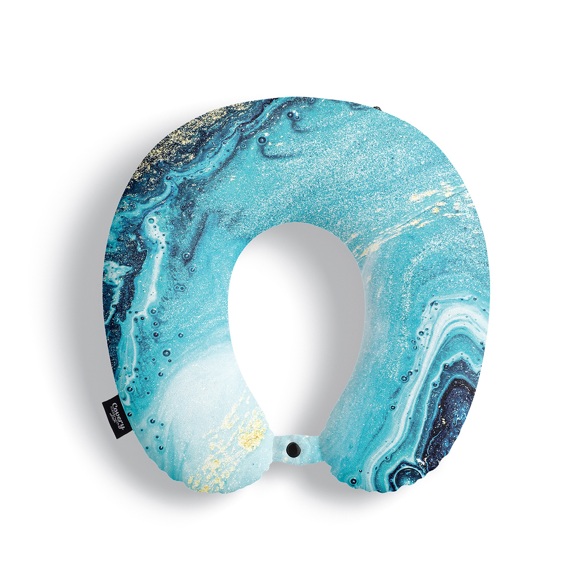 Blue And Gold Marble  Neck Pillow