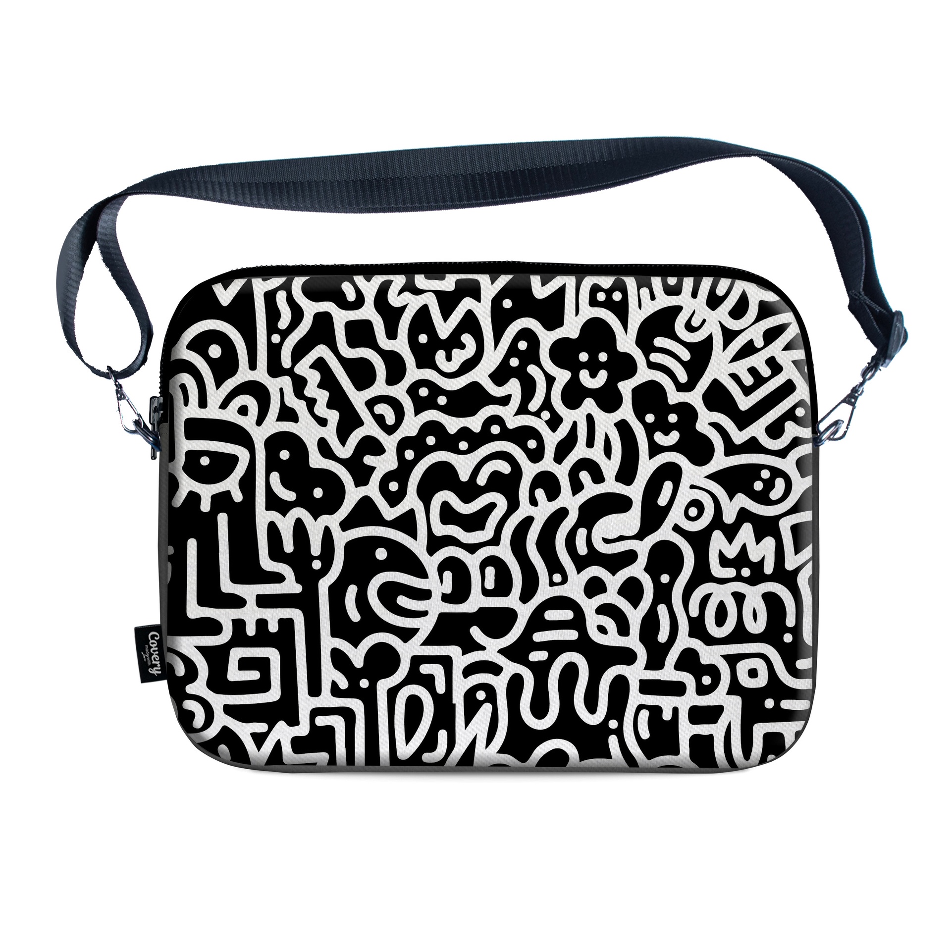 Black Doodles Laptop Sleeve